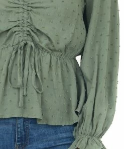 L Love Pistachio Swiss Dot Ruched Puff Sleeve Blouse Tops 13 L Love Pistachio Swiss Dot Ruched Puff Sleeve Blouse Tops