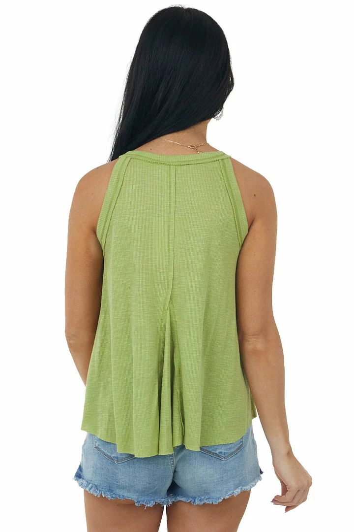 La Miel Pistachio V Neck Raw Edge Ribbed Tank Top 7 La Miel Pistachio V Neck Raw Edge Ribbed Tank Top