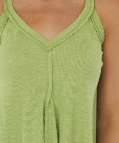 La Miel Pistachio V Neck Raw Edge Ribbed Tank Top 13 La Miel Pistachio V Neck Raw Edge Ribbed Tank Top