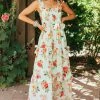 Flying Tomato Pistachio Floral Print Ruffle Tiered Maxi Dress