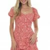 She + Sky Dresses Pomegranate Floral Print Ruffle Mini Dress