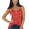 IWT Brands Pomegranate Floral Sleeveless Cami Knit Top 2 IWT Brands Pomegranate Floral Sleeveless Cami Knit Top