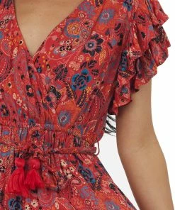 ANGIE Pomegranate Printed Surplice Tie Mini Dress 17 ANGIE Pomegranate Printed Surplice Tie Mini Dress