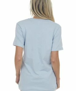 Blume+Co Powder Blue 'Brunch Babe' Script Graphic Tee Short Sleeve Tops 14 Blume+Co Powder Blue 'Brunch Babe' Script Graphic Tee Short Sleeve Tops