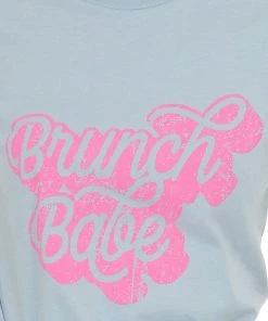 Blume+Co Powder Blue 'Brunch Babe' Script Graphic Tee Short Sleeve Tops 15 Blume+Co Powder Blue 'Brunch Babe' Script Graphic Tee Short Sleeve Tops