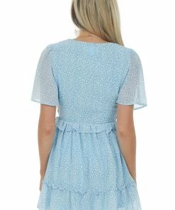 Very J Powder Blue Leopard Print Smocked Mini Dress Dresses 12 Very J Powder Blue Leopard Print Smocked Mini Dress Dresses