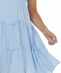 She + Sky Powder Blue Sleeveless Tiered Babydoll Short Dress Dresses 17 She + Sky Powder Blue Sleeveless Tiered Babydoll Short Dress Dresses