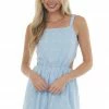 Hailey & Co Powder Blue Square Neck Cut Out Woven Romper