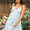 She + Sky Powder Blue Sleeveless Tiered Babydoll Short Dress Dresses