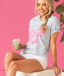 Blume+Co Powder Blue 'Brunch Babe' Script Graphic Tee Short Sleeve Tops 10 Blume+Co Powder Blue 'Brunch Babe' Script Graphic Tee Short Sleeve Tops