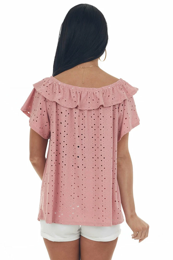 HESED Punch Eyelet Off The Shoulder Flowy Knit Top Tops 7 HESED Punch Eyelet Off The Shoulder Flowy Knit Top Tops