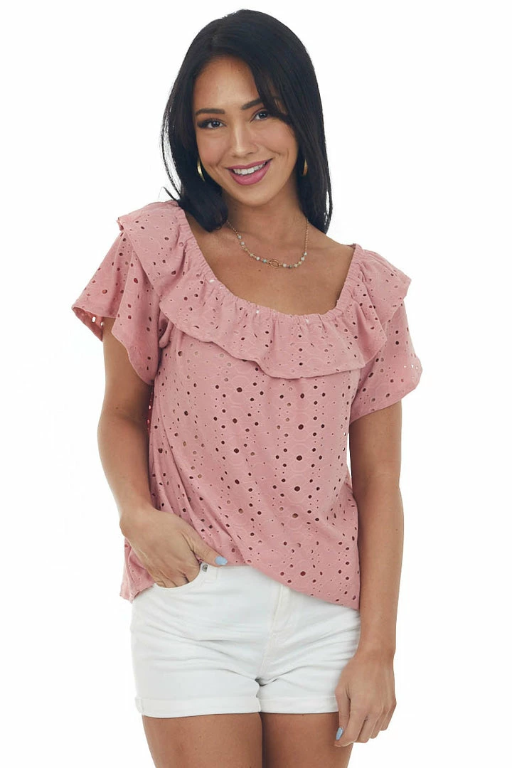 HESED Punch Eyelet Off The Shoulder Flowy Knit Top Tops 3 HESED Punch Eyelet Off The Shoulder Flowy Knit Top Tops