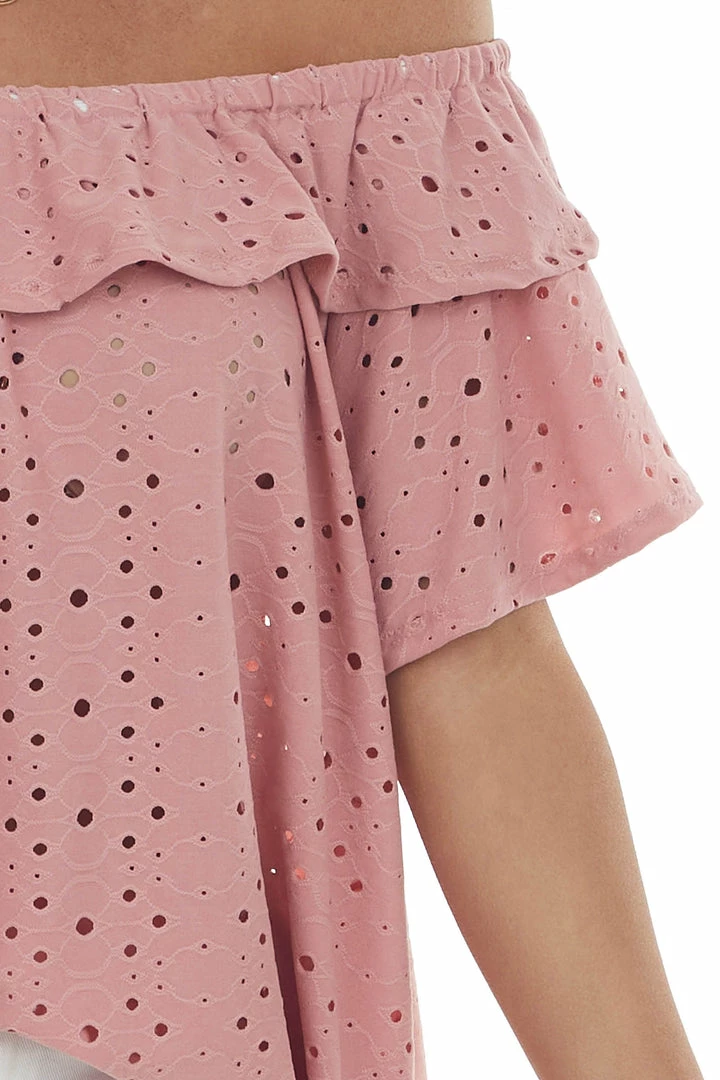 HESED Punch Eyelet Off The Shoulder Flowy Knit Top Tops 8 HESED Punch Eyelet Off The Shoulder Flowy Knit Top Tops