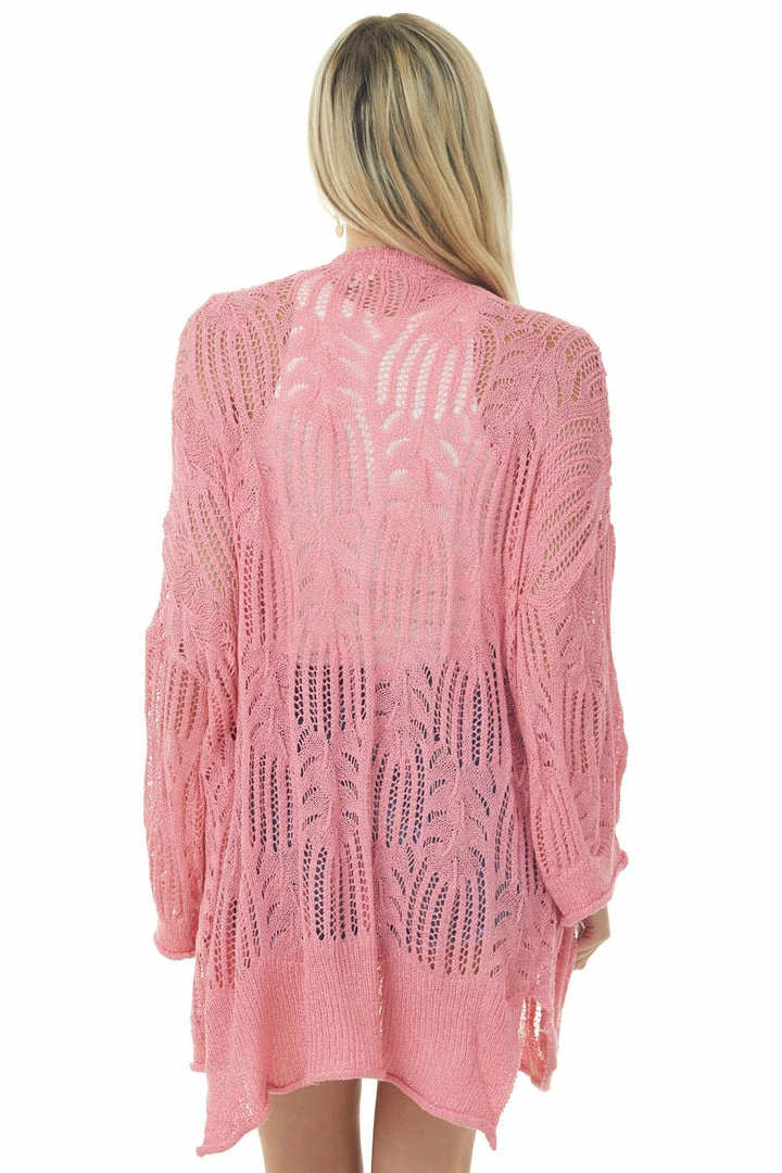 POL Clothing Punch Open Crochet High Low Button Up Cardigan Tops 7 POL Clothing Punch Open Crochet High Low Button Up Cardigan Tops