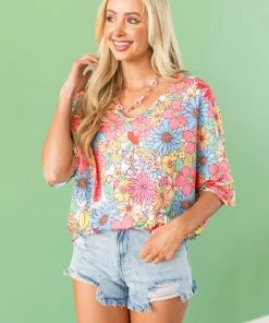 First Love Punch Multicolor Floral Kimono Sleeve Knit Top Tops 11 First Love Punch Multicolor Floral Kimono Sleeve Knit Top Tops