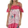 Umgee Dresses Raspberry And Ivory Leopard Floral Print Woven Dress