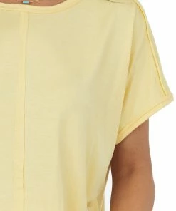 IWT Brands Tops Rich Buttercream Short Sleeve High Low Knit Top