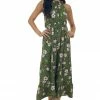 Sweet Lemon Rich Olive Floral Print Halter Neck Midi Dress 1 Sweet Lemon Rich Olive Floral Print Halter Neck Midi Dress