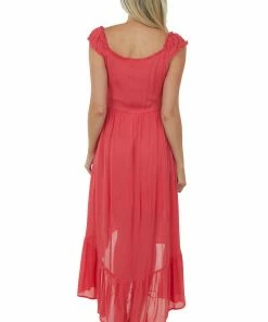 Umgee Dresses Rich Watermelon Cap Sleeve High Low Dress 12 Umgee Dresses Rich Watermelon Cap Sleeve High Low Dress