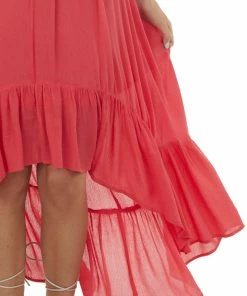 Umgee Dresses Rich Watermelon Cap Sleeve High Low Dress 13 Umgee Dresses Rich Watermelon Cap Sleeve High Low Dress