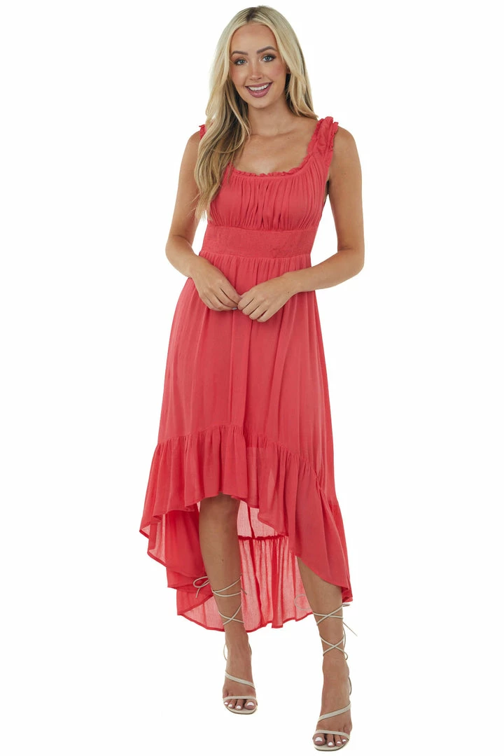 Umgee Dresses Rich Watermelon Cap Sleeve High Low Dress 5 Umgee Dresses Rich Watermelon Cap Sleeve High Low Dress