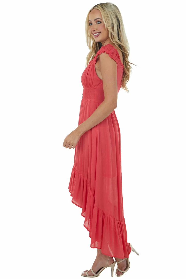 Umgee Dresses Rich Watermelon Cap Sleeve High Low Dress 6 Umgee Dresses Rich Watermelon Cap Sleeve High Low Dress