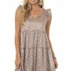 Ces Femme Rose Taupe Floral Paisley Print Short Dress Dresses