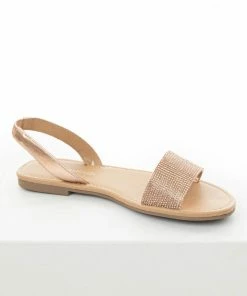 FORTUNE DYNAMIC Shoes Rose Gold Rhinestone Strap Sling Back Sandals