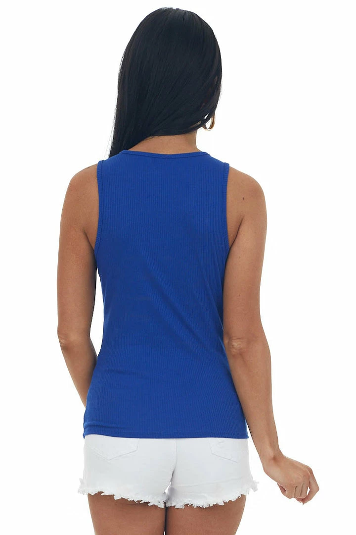 Celeste Design Royal Blue Basic Ribbed Knit Fitted Tank Top 7 Celeste Design Royal Blue Basic Ribbed Knit Fitted Tank Top
