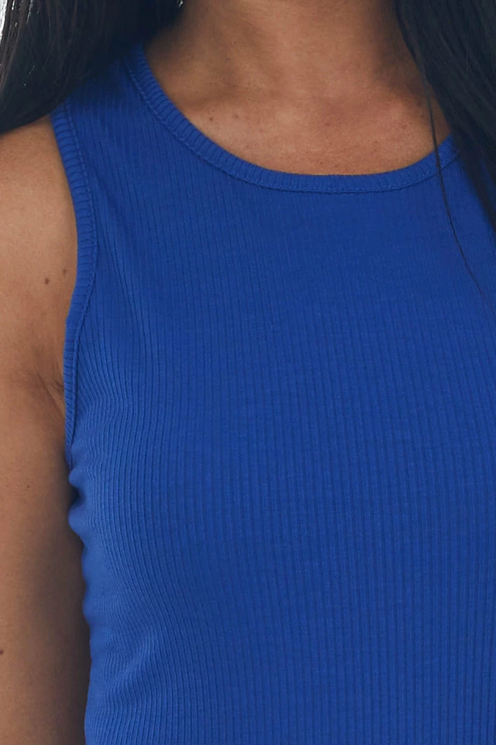 Celeste Design Royal Blue Basic Ribbed Knit Fitted Tank Top 8 Celeste Design Royal Blue Basic Ribbed Knit Fitted Tank Top