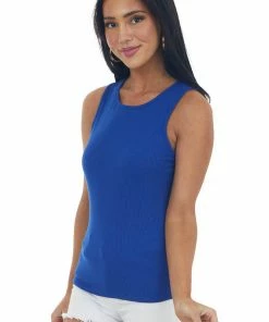 Celeste Design Royal Blue Basic Ribbed Knit Fitted Tank Top 11 Celeste Design Royal Blue Basic Ribbed Knit Fitted Tank Top