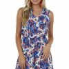 Hailey & Co Dresses Royal Blue Floral Tiered Sleeveless Ruffle Dress