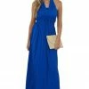 Vine & Love Royal Blue Halter Tie Smocked Woven Maxi Dress