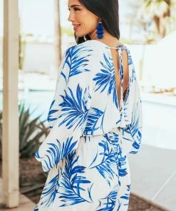 Flying Tomato Dresses Royal Blue Leaf Print Surplice Woven Romper 12 Flying Tomato Dresses Royal Blue Leaf Print Surplice Woven Romper