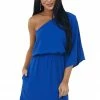 Cotton Bleu Royal Blue One Shoulder Blouson Pocket Dress Dresses