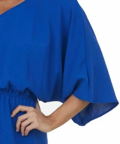 Cotton Bleu Royal Blue One Shoulder Blouson Pocket Dress Dresses 13 Cotton Bleu Royal Blue One Shoulder Blouson Pocket Dress Dresses
