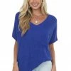 Jodifl Royal Blue Oversized Short Sleeve Loose Knit Top 1 Jodifl Royal Blue Oversized Short Sleeve Loose Knit Top