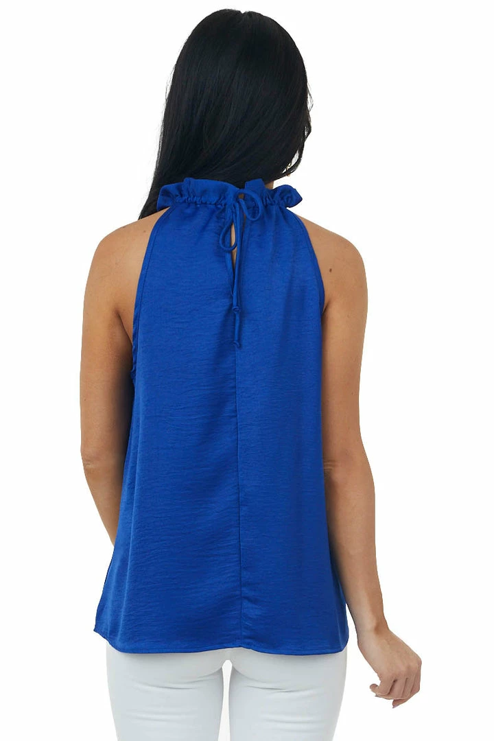 FSL APPAREL Royal Blue Sleeveless Halter Top With Keyhole 9 FSL APPAREL Royal Blue Sleeveless Halter Top With Keyhole