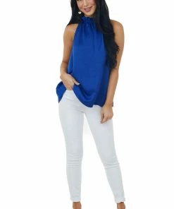 FSL APPAREL Royal Blue Sleeveless Halter Top With Keyhole 13 FSL APPAREL Royal Blue Sleeveless Halter Top With Keyhole