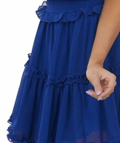 She + Sky Royal Blue Strapless Frill Tiered Mini Dress Dresses 17 She + Sky Royal Blue Strapless Frill Tiered Mini Dress Dresses