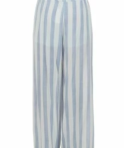 L Love Royal Blue Striped Wide Leg High Rise Tie Pants Bottoms