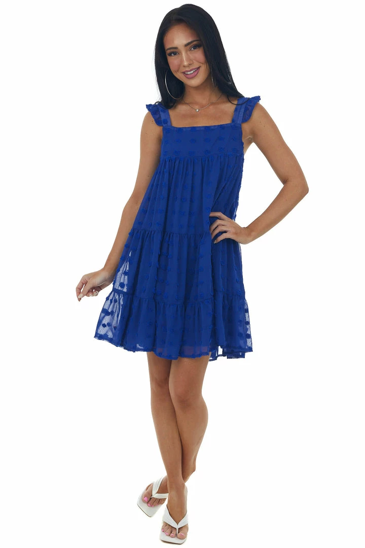 Vine & Love Royal Blue Swiss Dot Ruffle Strap Tiered Dress Dresses 5 Vine & Love Royal Blue Swiss Dot Ruffle Strap Tiered Dress Dresses