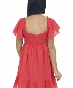 Lush Clothing Ruby Bow Tie Smocked Babydoll Textured Dress 12 Lush Clothing Ruby Bow Tie Smocked Babydoll Textured Dress