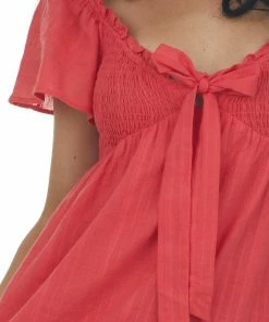 Lush Clothing Ruby Bow Tie Smocked Babydoll Textured Dress 13 Lush Clothing Ruby Bow Tie Smocked Babydoll Textured Dress