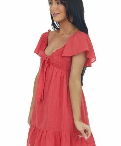 Lush Clothing Ruby Bow Tie Smocked Babydoll Textured Dress 11 Lush Clothing Ruby Bow Tie Smocked Babydoll Textured Dress