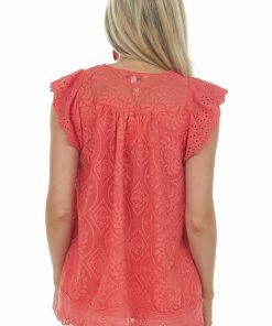 Davi & Dani Tops Ruby Embroidered Eyelet Sleeve Tassel Blouse 12 Davi & Dani Tops Ruby Embroidered Eyelet Sleeve Tassel Blouse