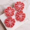 Fame Accessories Ruby Double Flower Seed Beaded Drop Earrings