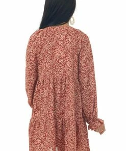 Hayden Dresses Rust Ditsy Floral Bubble Sleeve Peasant Dress 12 Hayden Dresses Rust Ditsy Floral Bubble Sleeve Peasant Dress