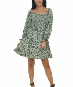 Jodifl Sage Cheetah Smocked Off Shoulder Dress Dresses