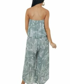 Kori America Sage Printed Strapless Layered Jumpsuit